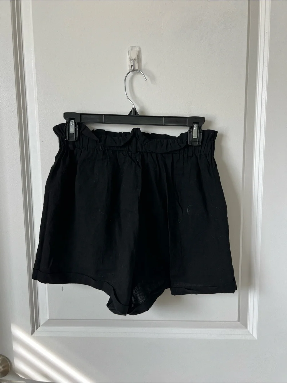 SHEIN Black High-Waist Paperbag Shorts
